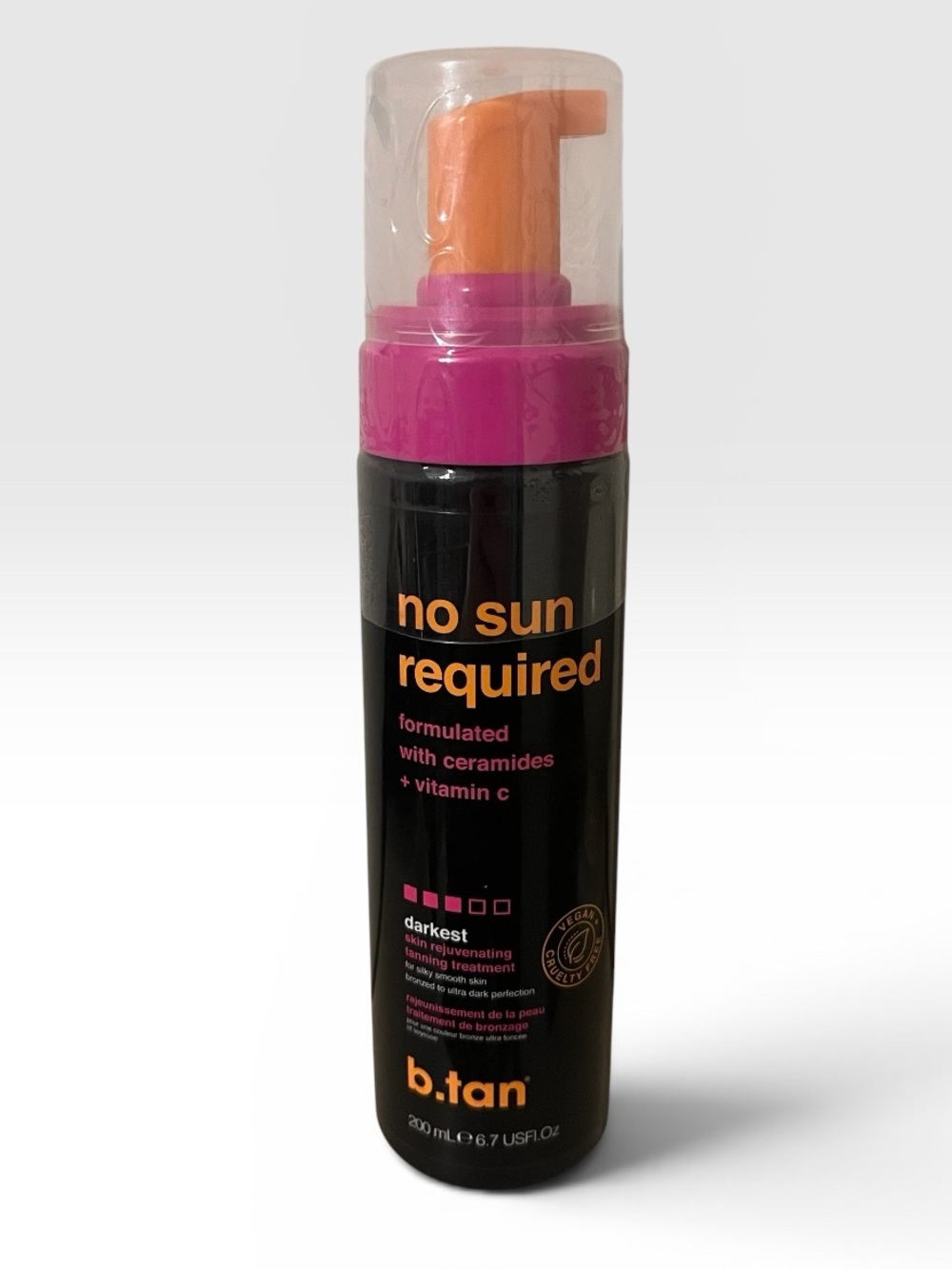 B.Tan No Sun Required Self Tan Mousse 6.7 Oz Darkest Skin Rejuvenating Tanning